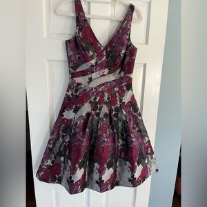 Grey and maroon lined party dress